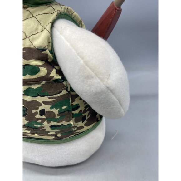 Christmas hunter plush standing snowman figurine decor white green camo READ - Picture 7 of 11